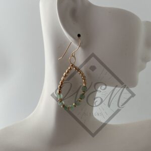 Adventurine Hoop Earrings In 14K Yellow Gold Filled