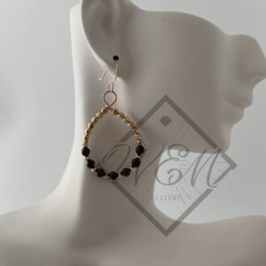 Bronzite Hoop Earrings In 14K Yellow Gold Filled