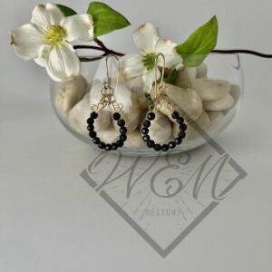 Blue Goldstone Hoop Earrings In 14K Yellow Gold Filled