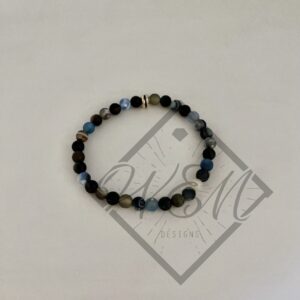 Blue/Black Porcelain Agate Aaron Stretch Bracelet