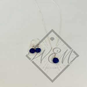 Madeline Blue Lapis Pendant Necklace Earring Set In Sterling Silver