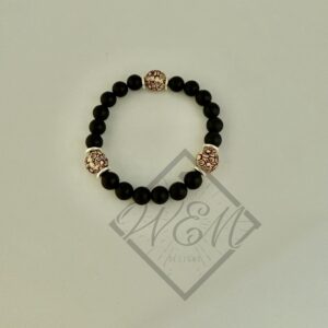 Onyx Wood Bead Aaron Stretch Bracelet
