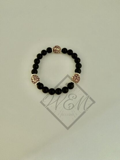 Onyx Wood Bead Aaron Stretch Bracelet