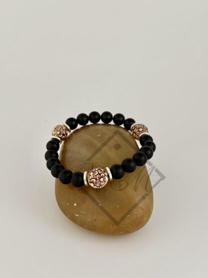 Onyx Wood Bead Aaron Stretch Bracelet - Image 2