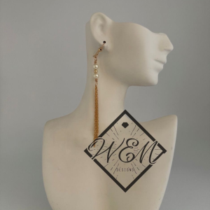 Gold Chain Pearl Dangle Earrings