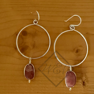 Rhodochrosite Sterling Silver Hoop Earrings